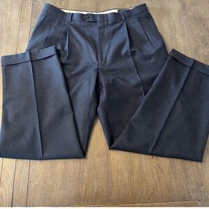 Burberry London Navy Pleated Cuffed Dress Pants Size 34